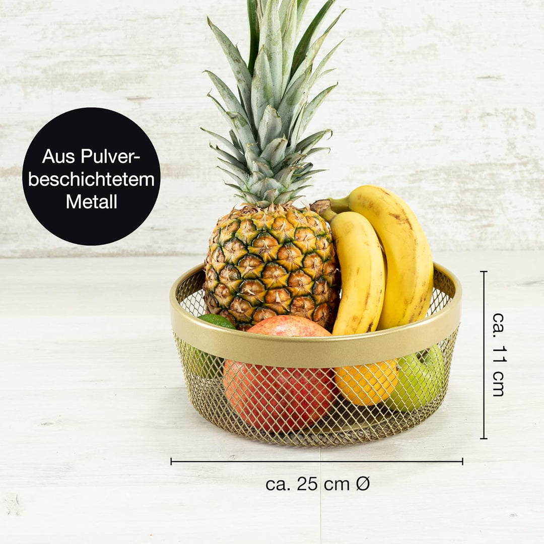 Moritz & Moritz Obstschale Gold Modern 25cm - Obstkorb Gold Metall – Korb für Geschenke, Früchte, Ge