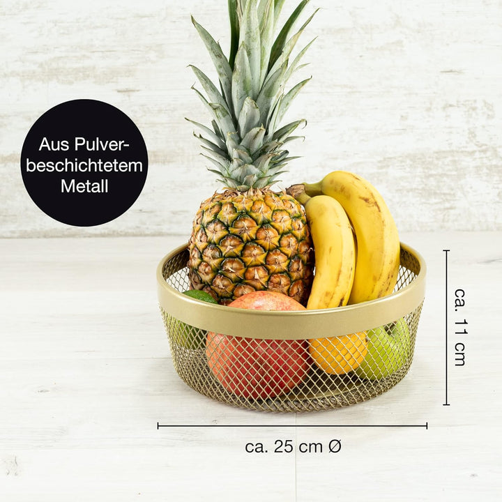 Moritz & Moritz Obstschale Gold Modern 25cm - Obstkorb Gold Metall – Korb für Geschenke, Früchte, Ge