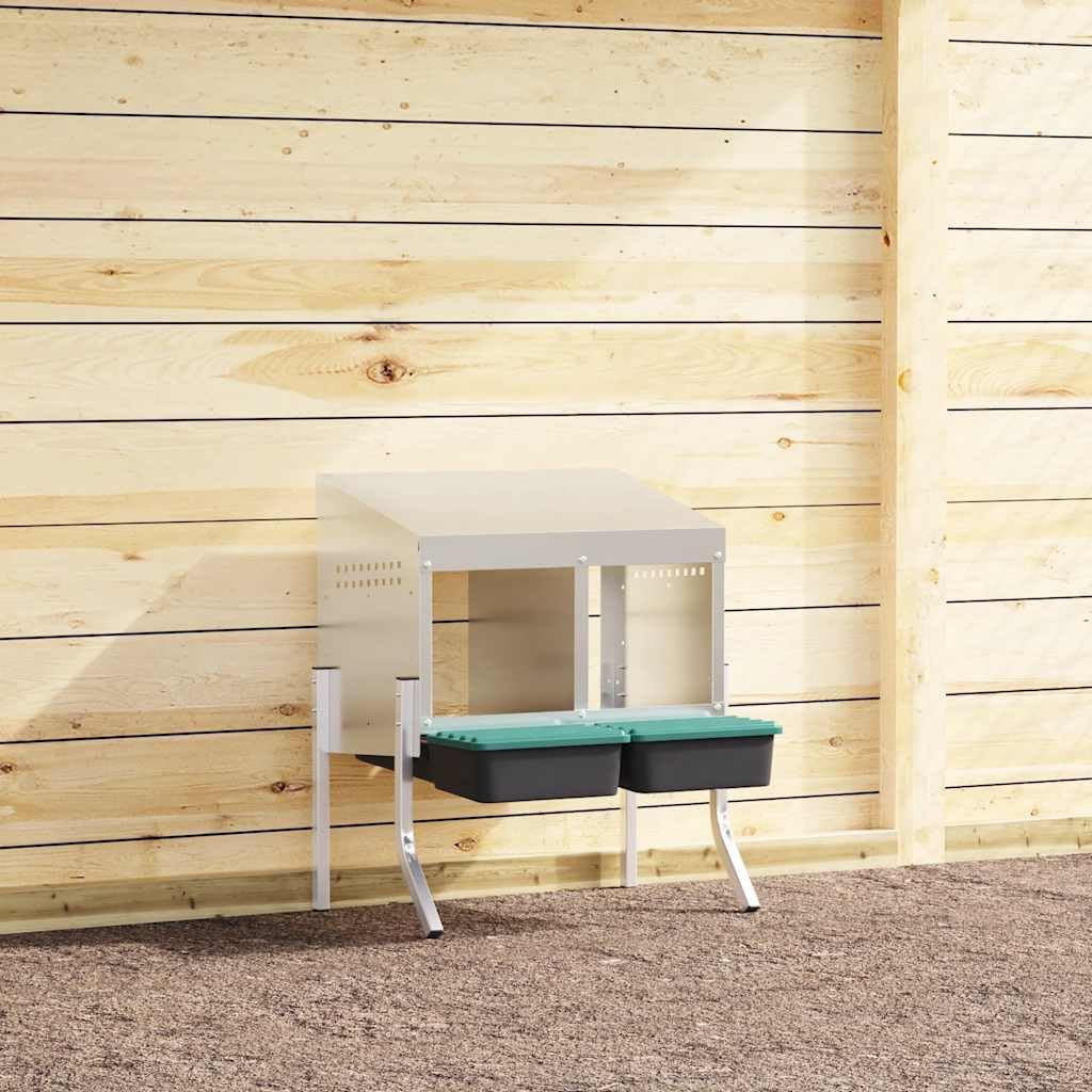 Hühner-Nistkasten mit 2 Fächern, verzinkter Stahl, höhenverstellbare Beine, für Innen- und Aussenber