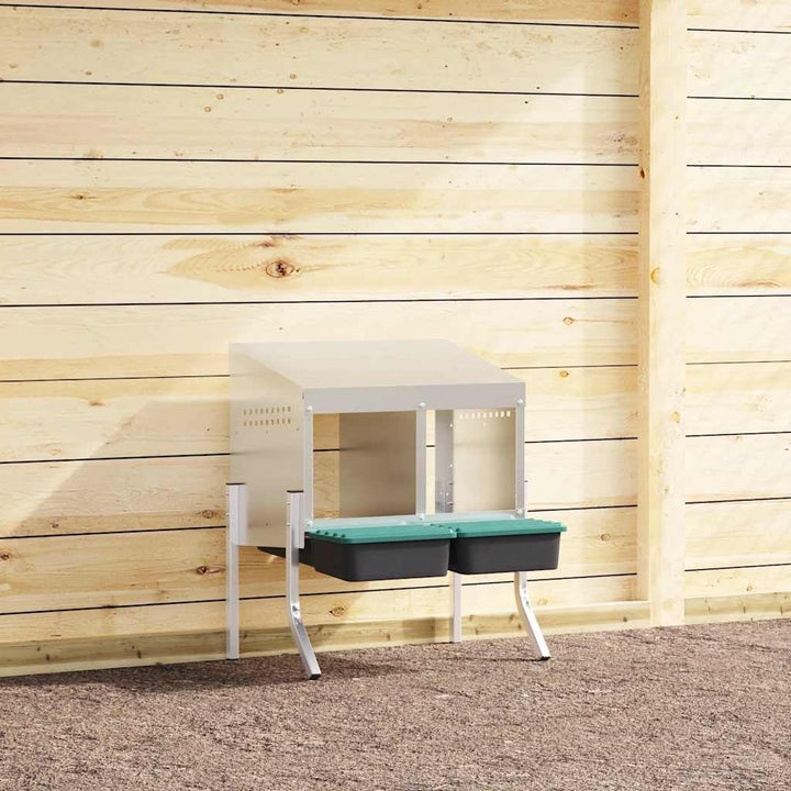 Hühner-Nistkasten mit 2 Fächern, höhenverstellbare Beine, verzinkter Stahl, langlebiges Material, fü