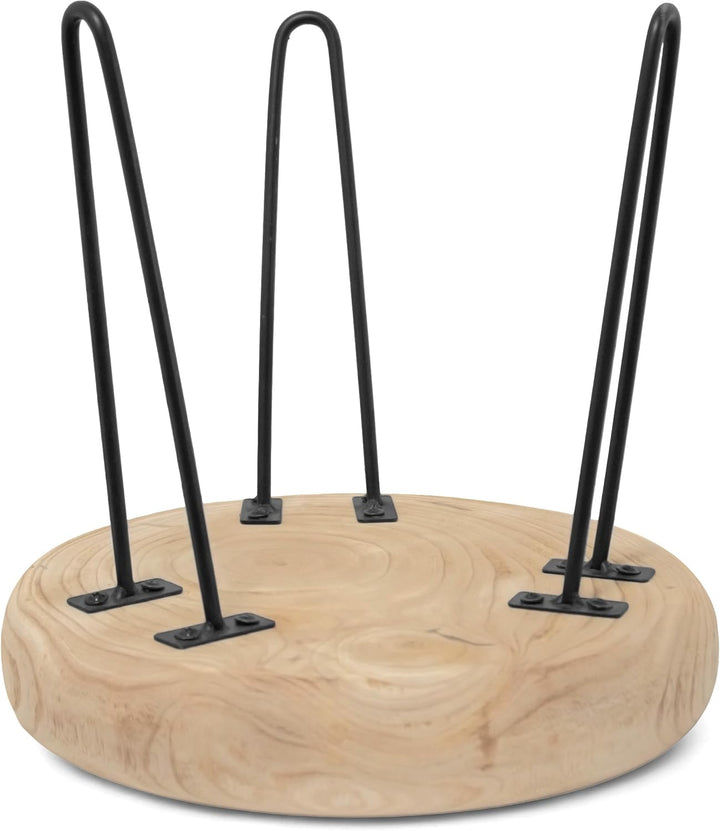 Spetebo Holz Blumenhocker Natur mit 3 Beinen - 32 cm - Massivholz Pflanzenständer rund naturbelassen