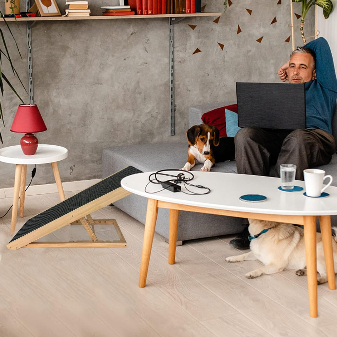 Froadp 100x40x60cm Klappbare Treppen für Hunde aus Filz & Kiefernholz Hunderampe Faltbare Hundetrepp