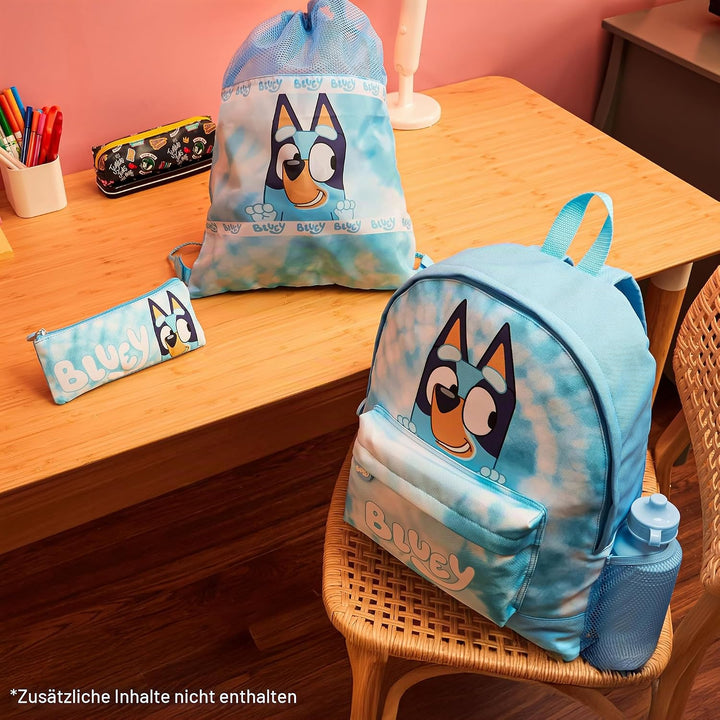 BlueY Rucksack Kinder Set 4 Teilig Trinkflasche Federmäppchen Lunchtasche oder Turnbeutel Kinder für
