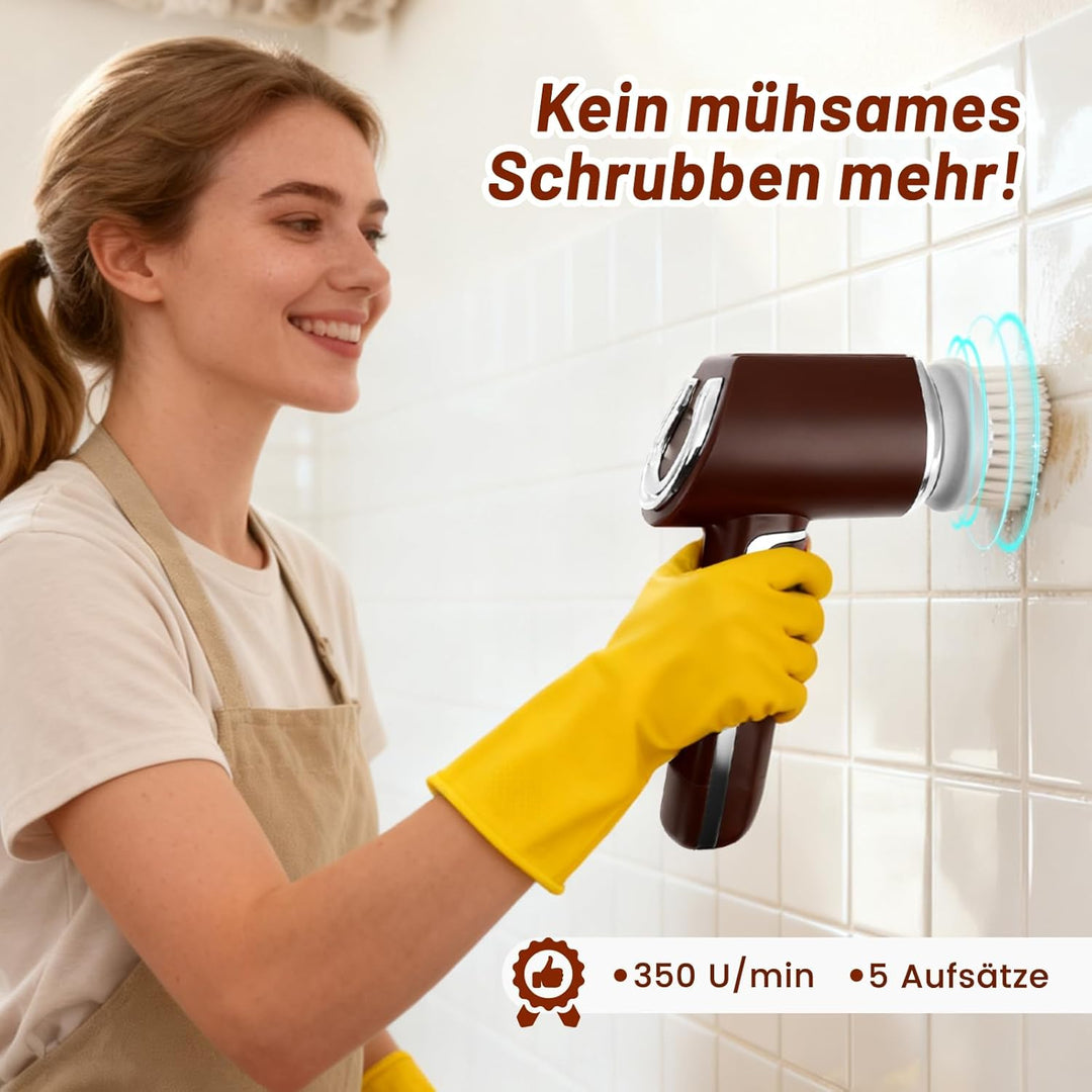 Reinigungsbürste Elektrisch 5-In-1,Ipx7 wasserdichte,Mit 5 Bürstenköpfen,2000 Mah Akku,Horsepower Sc