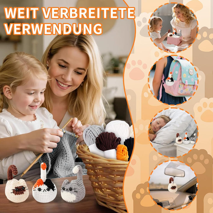 PYOCRD Häkelset für Anfänger mit Videoanleitung, Amigurumi Häkeltiere Set | mit Wolle, Häkelnadeln,