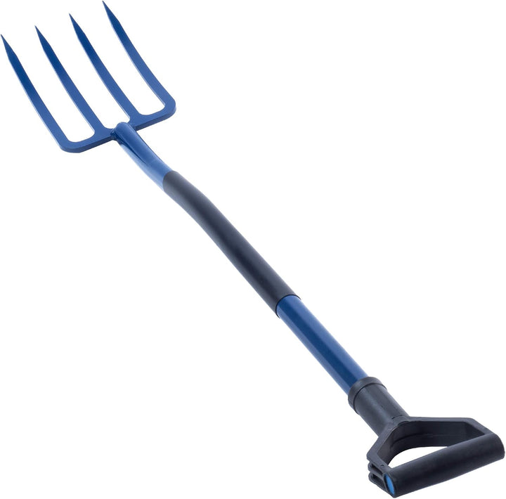 KADAX Heugabel, Grabgabel mit D-Griff, Mistgabel mit Kopf aus hochqualitativem Stahl, ergonomische G