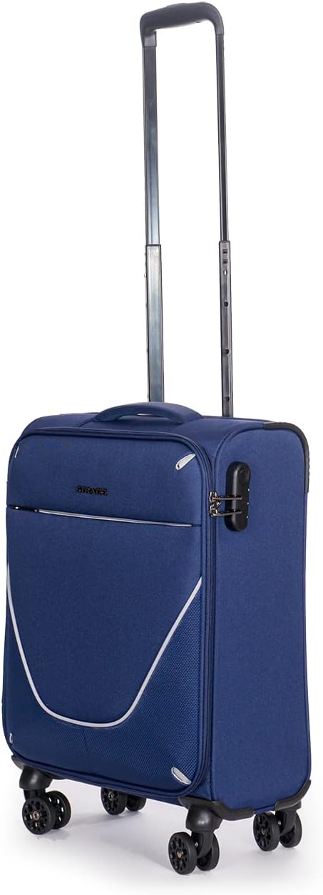 Stratic Strong Koffer Weichschale Reisekoffer Trolley Rollkoffer Handgepäck, 4 Rollen, Grösse S, Nav