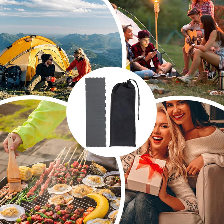 Camping Windschutz - Faltbarer 10-Panel Metall Ofen Wind Blocker - Leichtes Grillzubehör mit Aufbewa