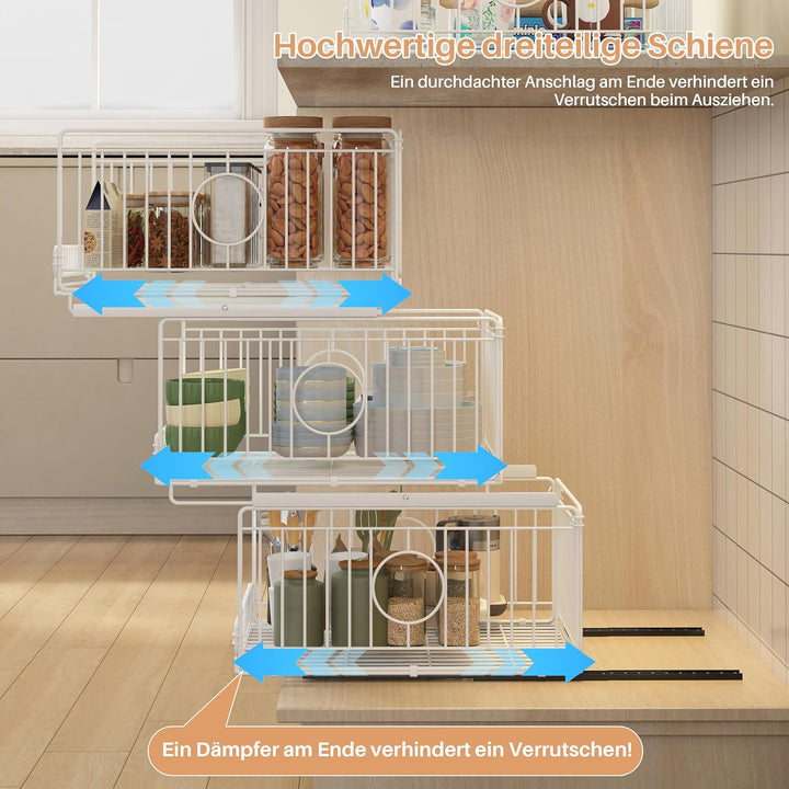 Ornestia 4 Stück Metall Schrank Organizer Kleiderschrank, Kein Bohren Ausziehbarer Schrank-Organizer