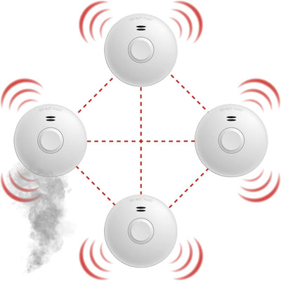 VisorTech Vernetzte Rauchmelder: 10er-Set vernetzbare Funk-Rauchmelder, 85 dB, VDs, 10-J.-Batterie (