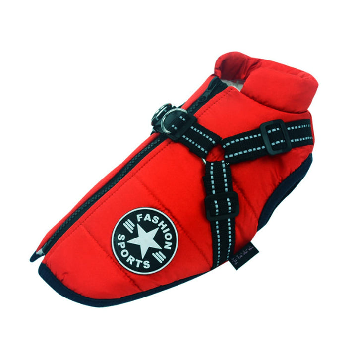 Hundejacke Winterweste Jacken - Hundemantel mit Geschirr, Wasserdicht, Maschinen Waschbar, Reflektie
