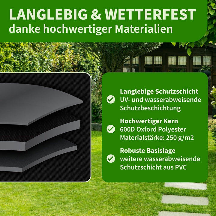 TTL Garden 213x132x74cm Premium Gartenmöbel Abdeckung - 600D Oxford Gewebe wasserdicht mit Schnallen