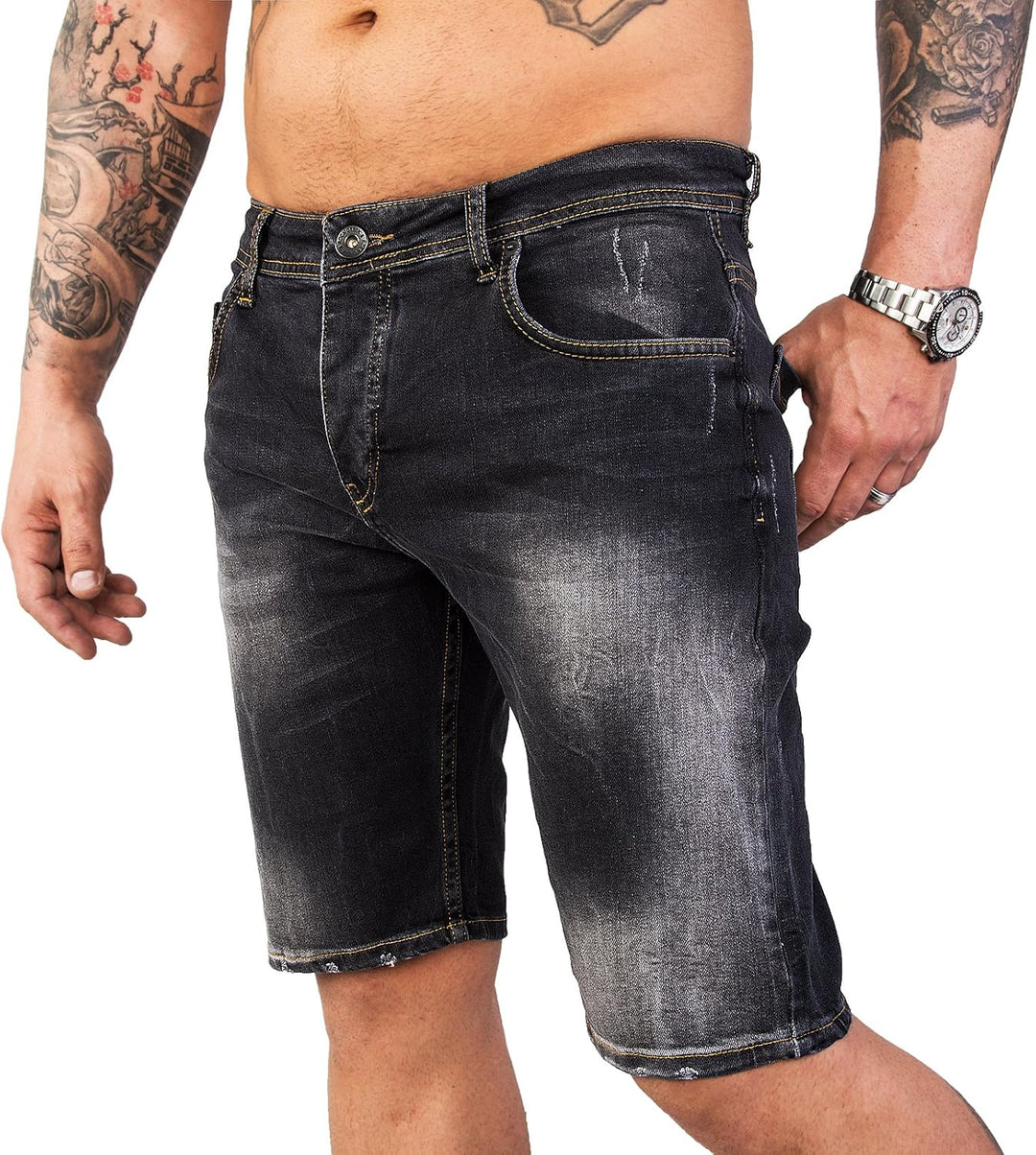 Rock Creek Herren Shorts Jeansshorts Denim Stretch Sommer Shorts Regular Slim M23 29W Schwarz, 29W S