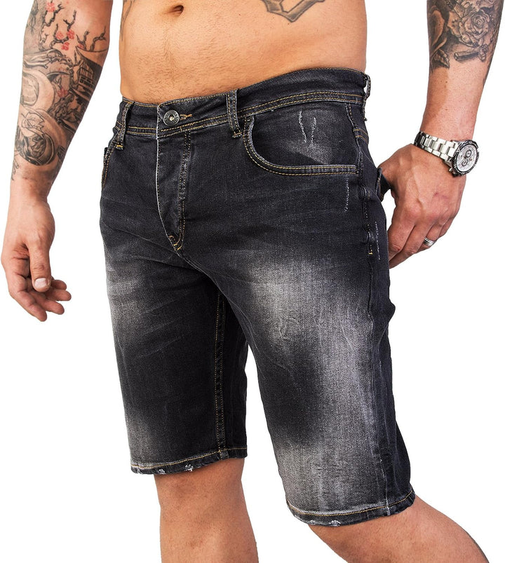 Rock Creek Herren Shorts Jeansshorts Denim Stretch Sommer Shorts Regular Slim M23 29W Schwarz, 29W S