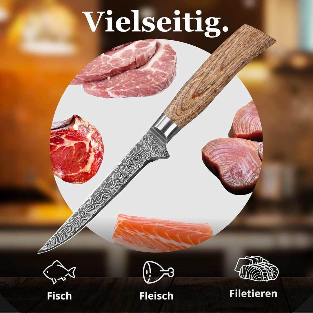 Wakoli EDIB Pro Damast Ausbeinmesser 14,50 cm Klinge extrem scharf aus 67 Lagen mit VG10 Stahlkern I