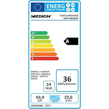 MEDION E12412 59,9 cm (23,6 Zoll) Full HD Fernseher (Triple Tuner, DVB-T2 HD, Mediaplayer, 12V KFZ C