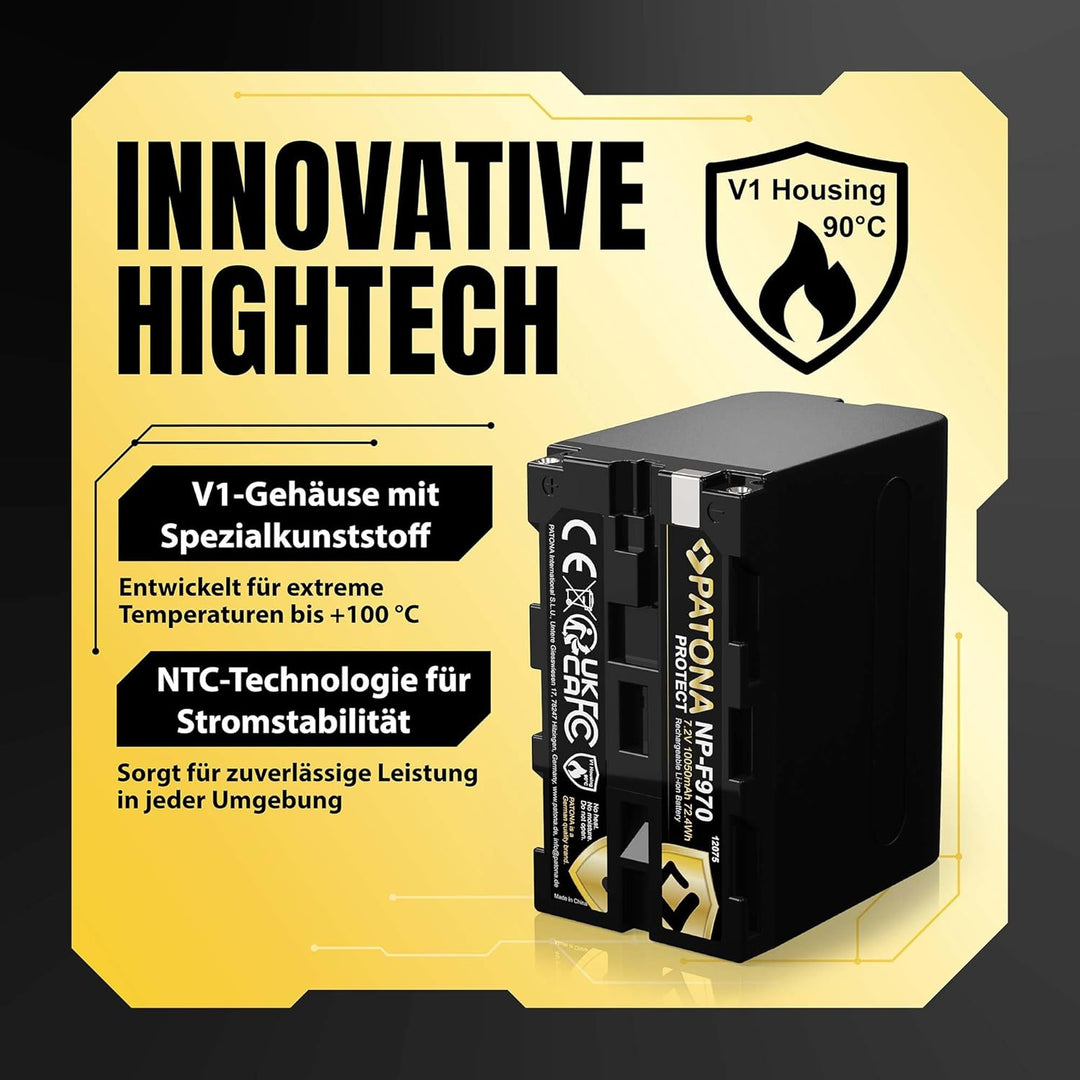 PATONA 2X Protect V1 Akku NP-F970 Kompatibel mit Sony NP-F960 NP-F950 NP-F930