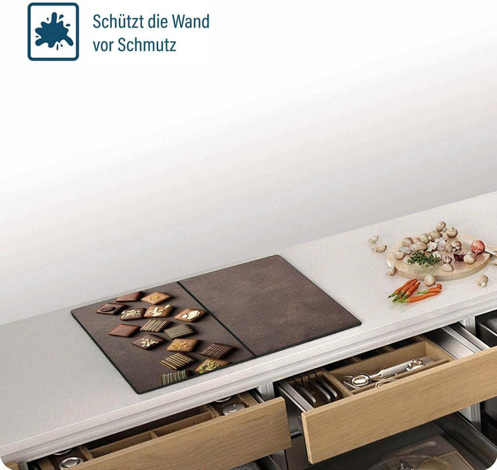 SFArt Herdabdeckplatte – Gehärtetes Glas Schneidebrett & Ceranfeld Abdeckplatte 2 Teilig 30x52 – Hyg