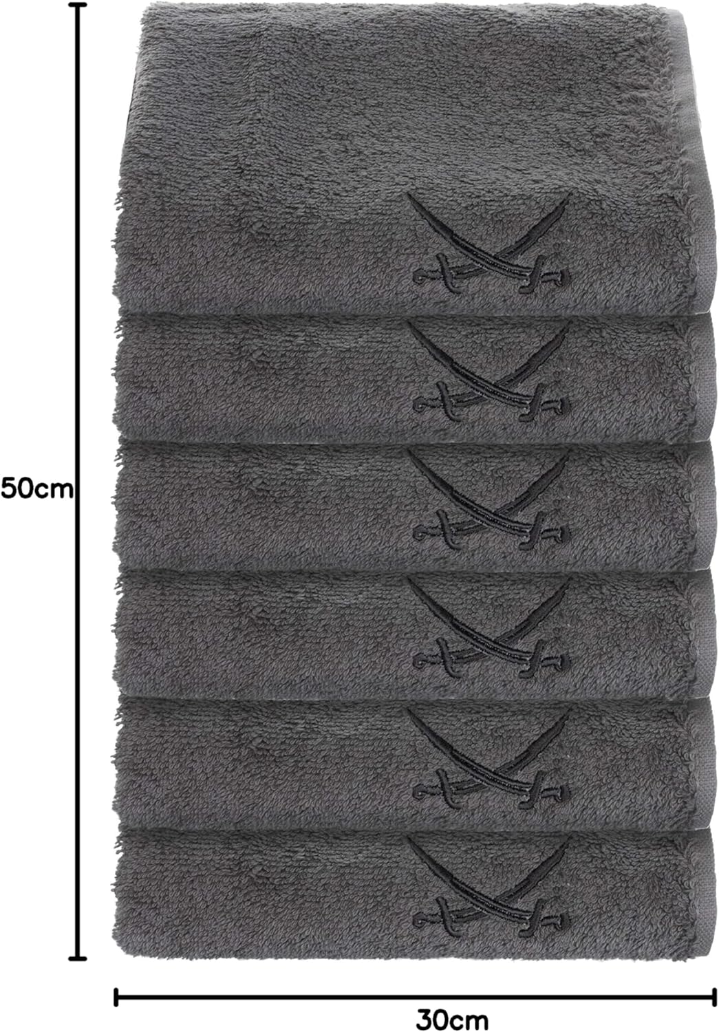 Sansibar Gästetuch 6er Set 30x50 cm mit gesticktem Säbel Logo Set Handtuch Seiftuch 100% Baumwolle A