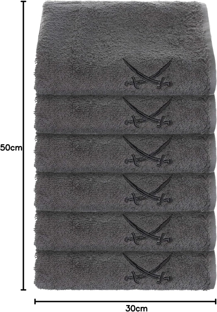 Sansibar Gästetuch 6er Set 30x50 cm mit gesticktem Säbel Logo Set Handtuch Seiftuch 100% Baumwolle A