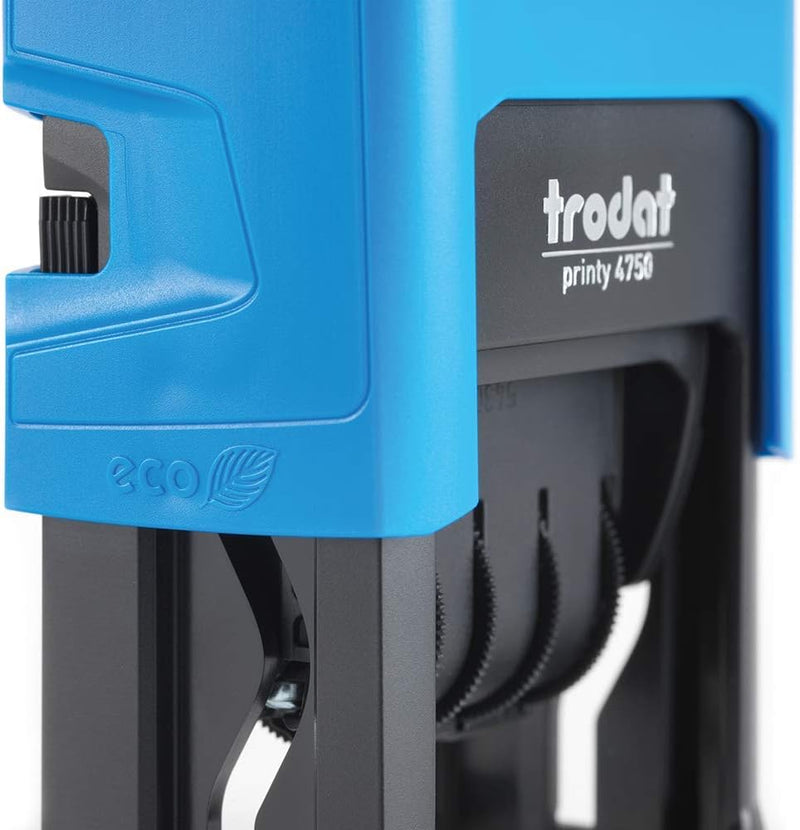Trodat Printy 4750 Typomatic Datumsstempel zum Selbersetzen, 2-zeilig, selbstfärbend, Abdruckfarbe b