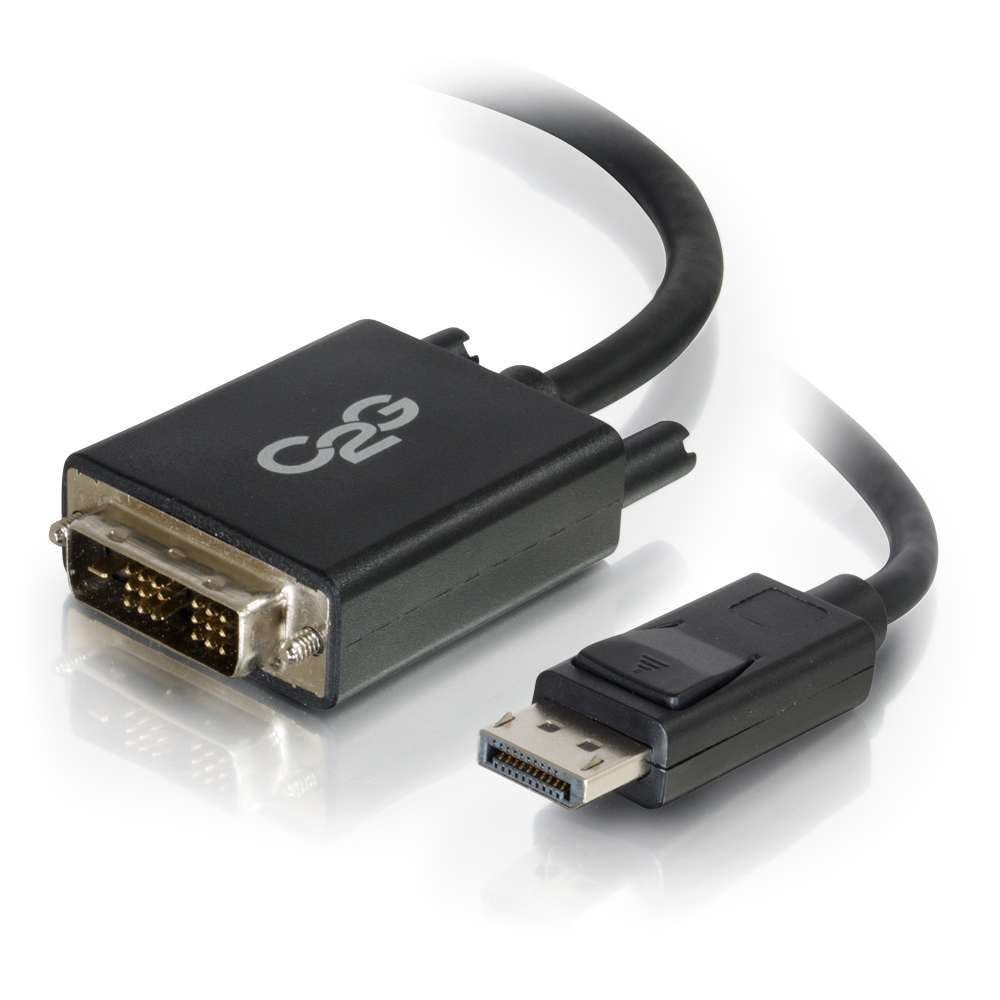 C2G 2m DisplayPort-Stecker auf Single Link DVI-D-Stecker Adapterkabel - Schwarz 2 m, 2 m