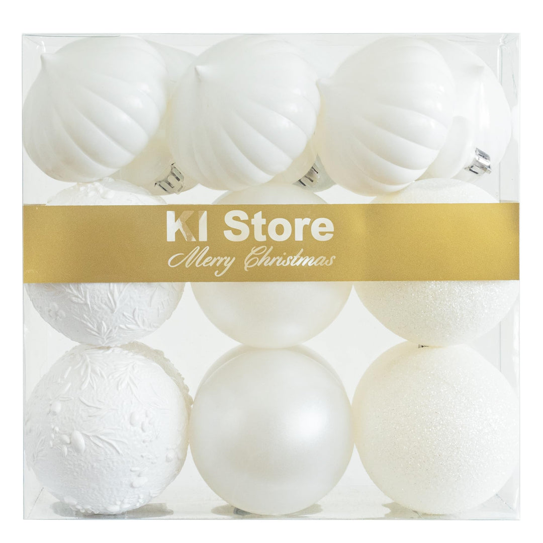 Busybee weihnachtskugeln 18 Stücke 8CM Ornamente für Weihnachtsbaum Weiss Christbaumkugeln Weihnacht