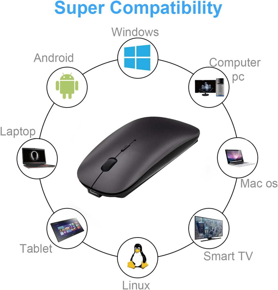 Bluetooth Maus fur Laptop/iPad/iPhone/Mac (iOS 13.3.2 und höher) / PC/Tablet, Wiederaufladbare Leise