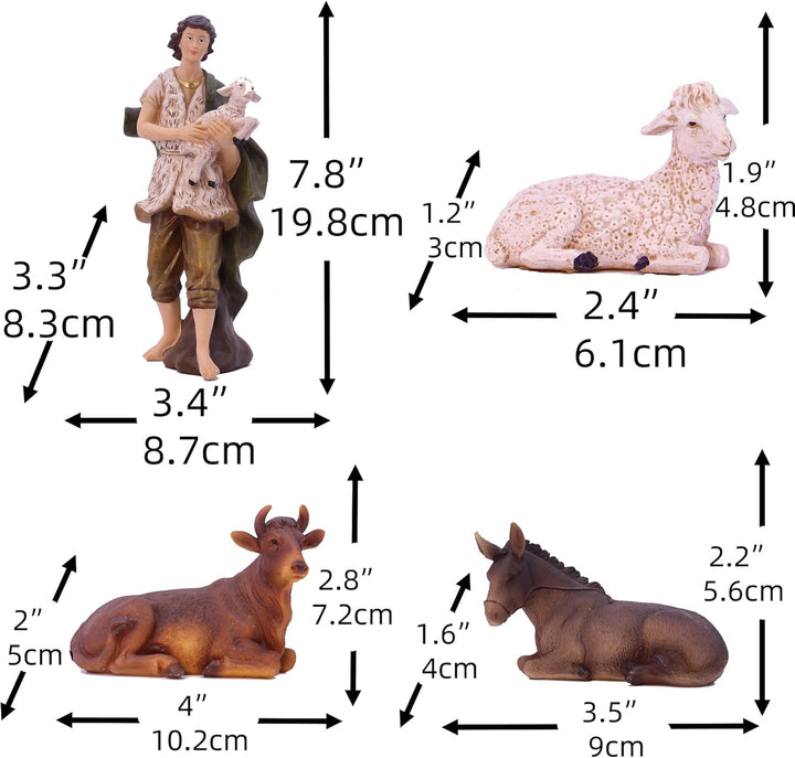 Zayton Weihnachtskrippen-Set, 11-teilig, 20,3 cm, Jesus-Krippe, Krippe, Ornament, Kirche, Heimdekora