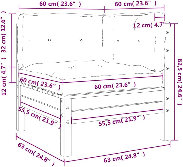 vidaXL Garten Ecksofa mit Kissen 2 STK., Sofa für Garten Terrasse, Gartensofa mit Latten-Design, Gar