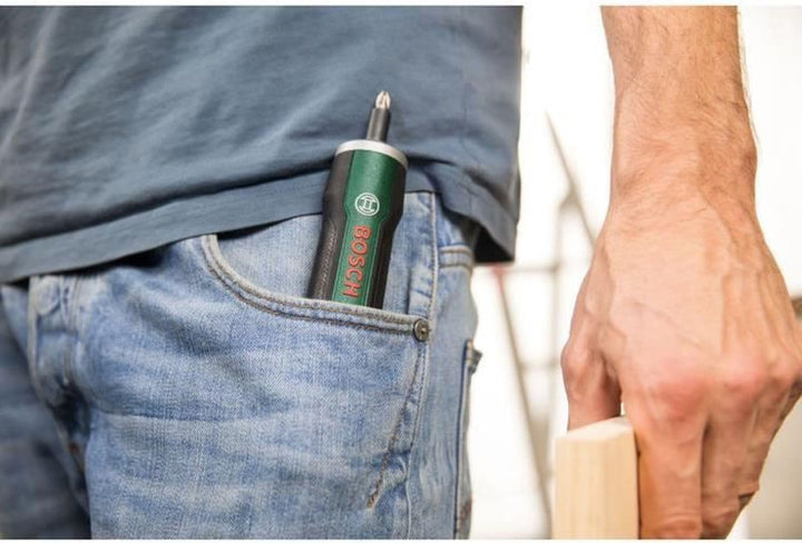 Bosch - Ergonomischer Akkuschrauber PushDrive (eingebauter 3,6-V-1,5-Ah-Akku, Micro-USB-Aufladung, L