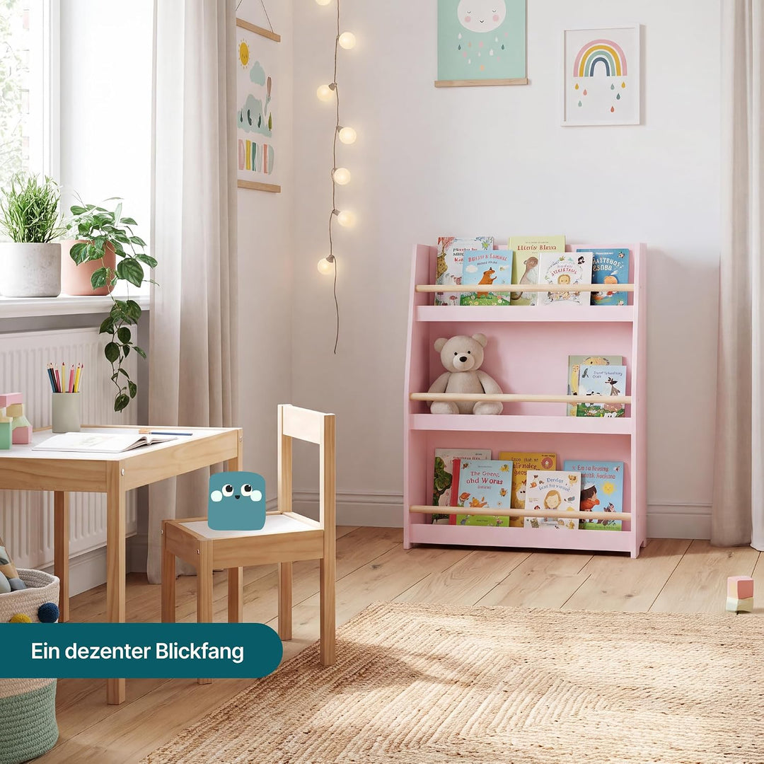 [en.casa] Kinder Bücherregal Virer Kinderregal mit 3 offenen Fächern Aufbewahrung Montessori Standre