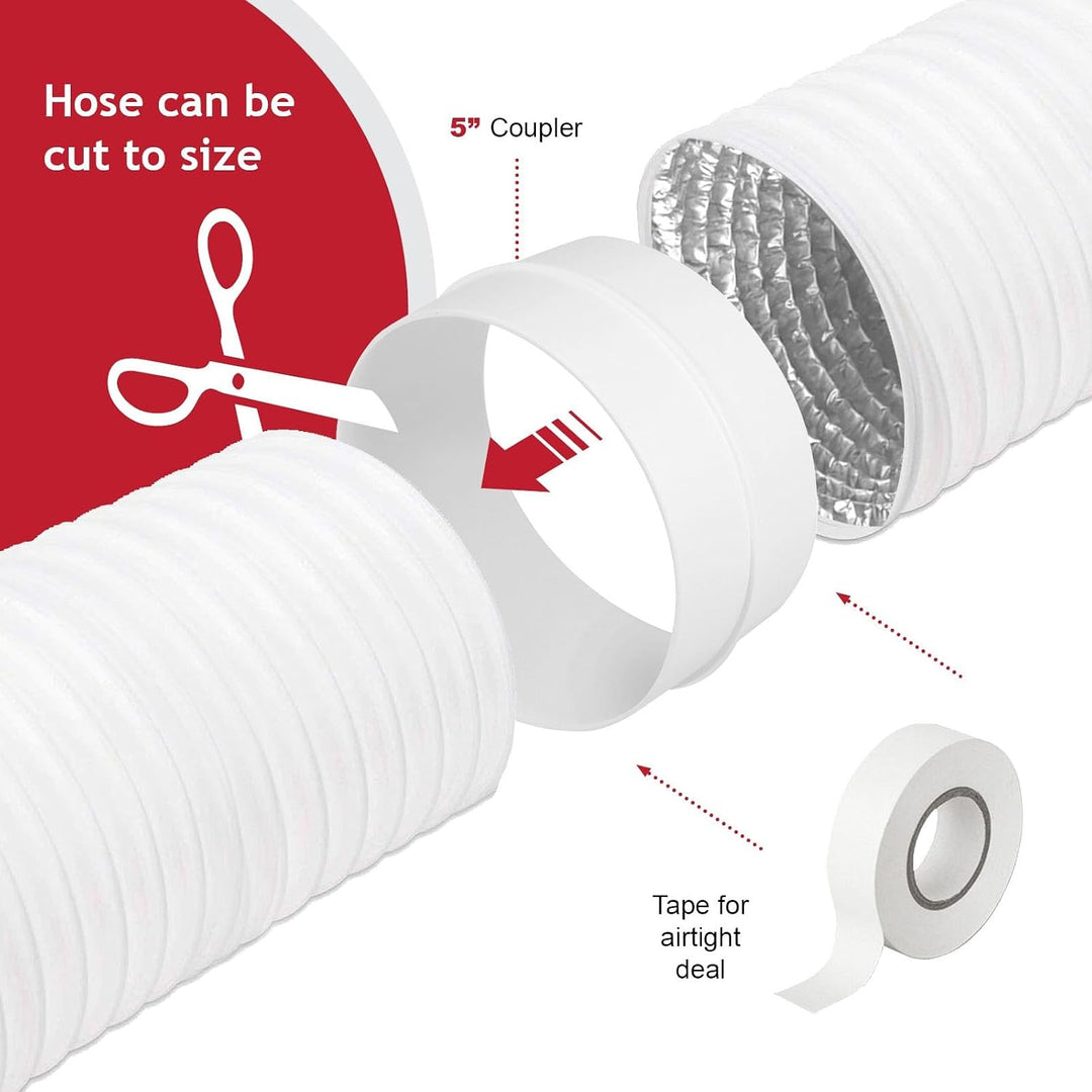 SPARES2GO PVC Erweiterungssatz Rohr für flexiblen Schlauch für Frigidaire Klimaanlage (6m, 5 Zoll)