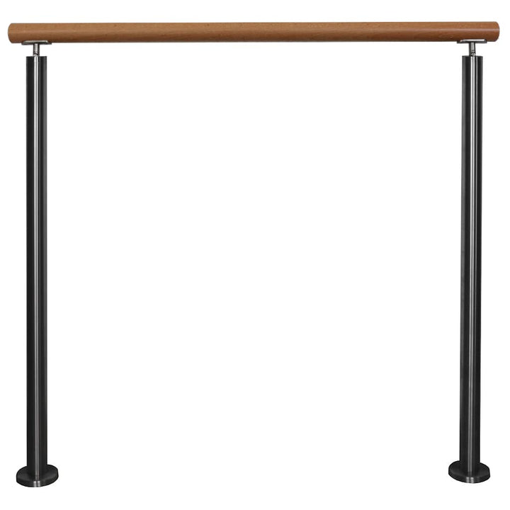 Edelstahlgeländer Aufmontage mit Handlauf aus Buche für innen Treppe Geländer V2A Holz mit waagerech