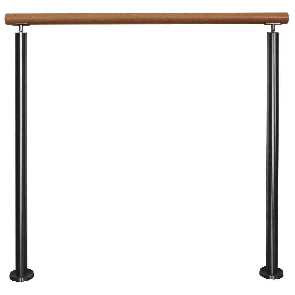Edelstahlgeländer Aufmontage mit Handlauf aus Buche für innen Treppe Geländer V2A Holz mit waagerech