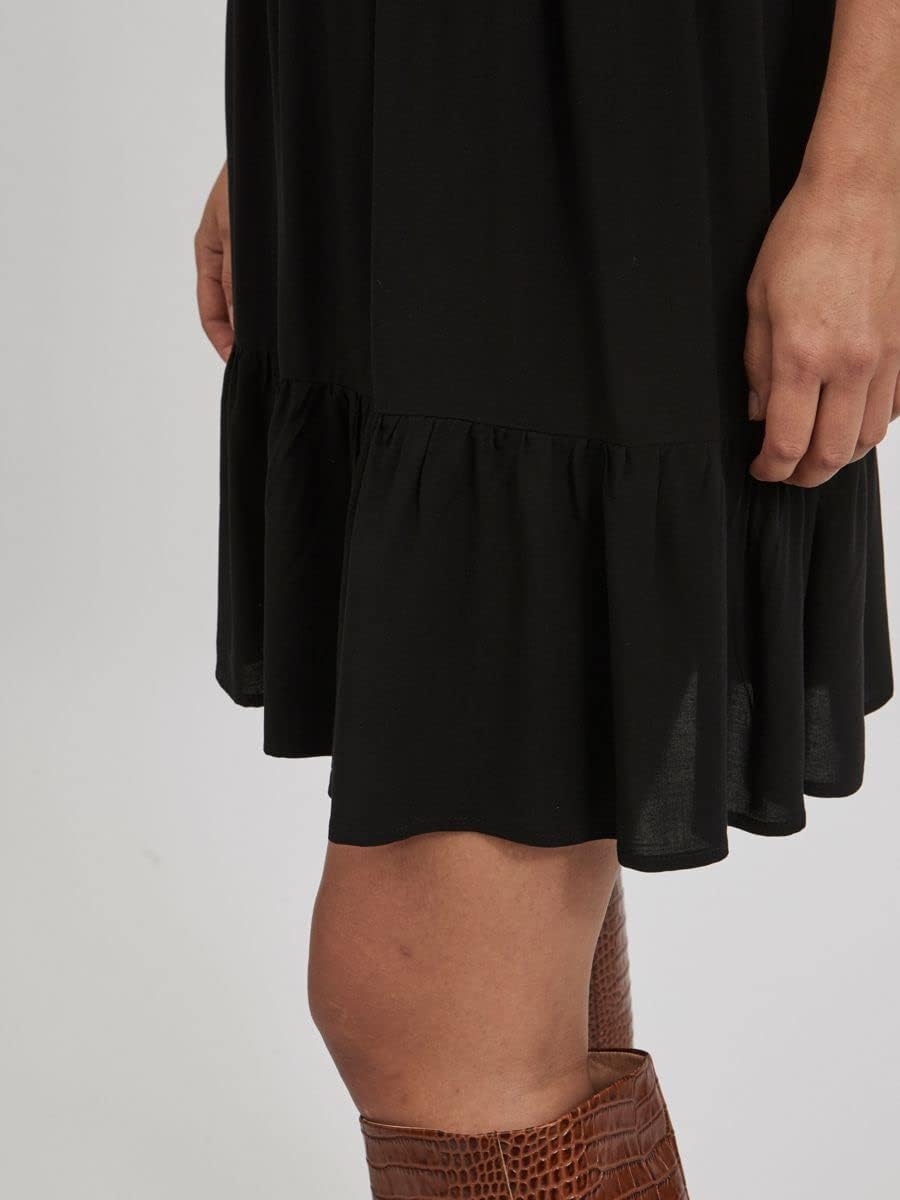 Vila Damen Vipaya S/S Dress-Noos Kleid 40 Schwarz, 40 Schwarz