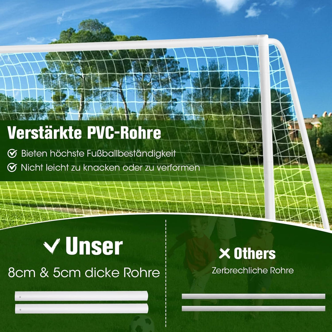 COSTWAY Fussballtor, Fussballtore Garten wetterfest, Fussballtor mit hochfestem Netz &amp; Metallrahmen
