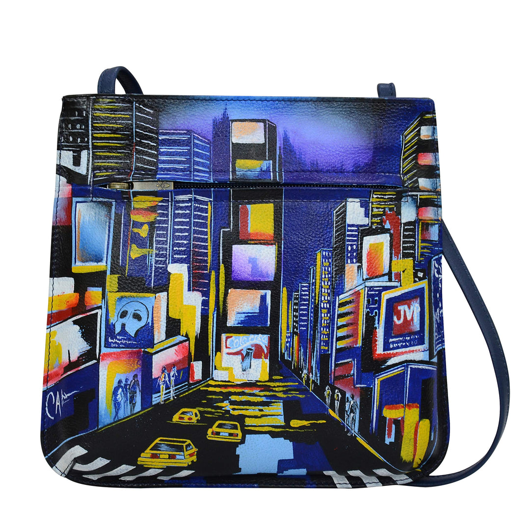 Anuschka Damen Cross Body aus Leder, handbemalt Einheitsgrösse City Lights, Einheitsgrösse City Ligh