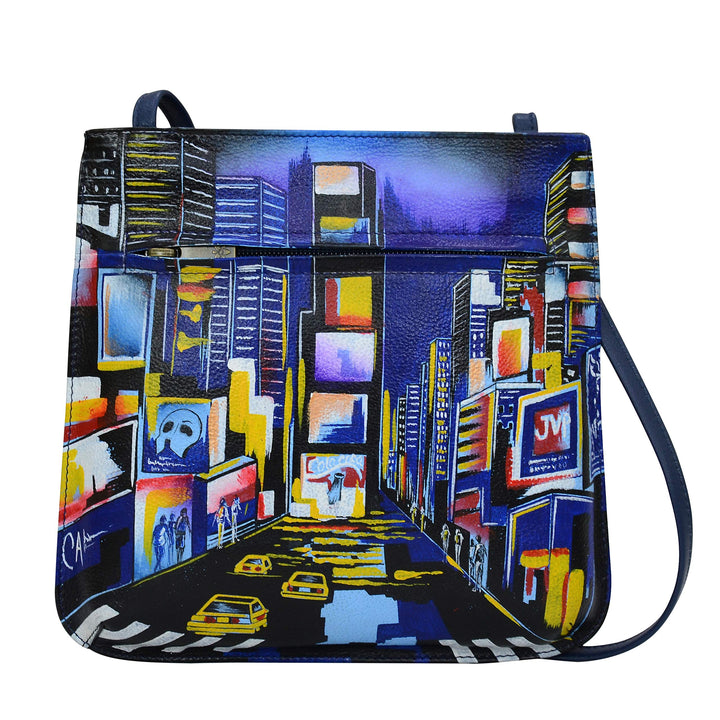 Anuschka Damen Cross Body aus Leder, handbemalt Einheitsgrösse City Lights, Einheitsgrösse City Ligh