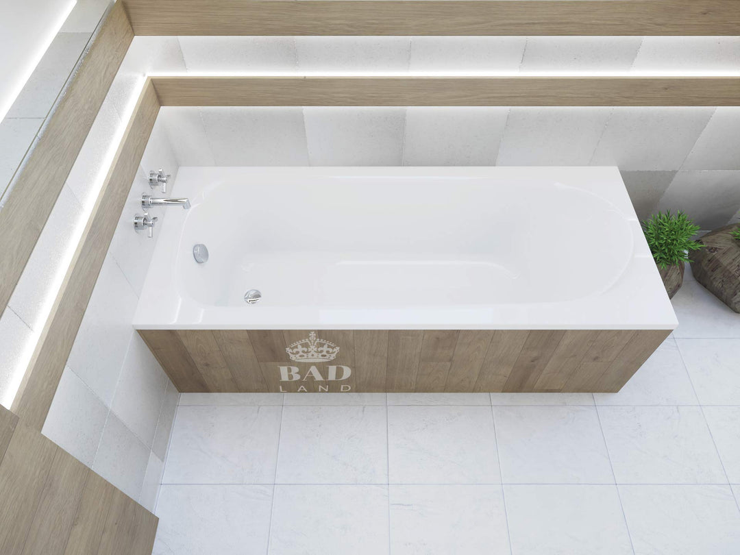 BADLAND Badewanne Original Weiss Acryl Wanne Rechteck MEDIUM 160x75 KOMPLETTSET SET mit Premium Wann