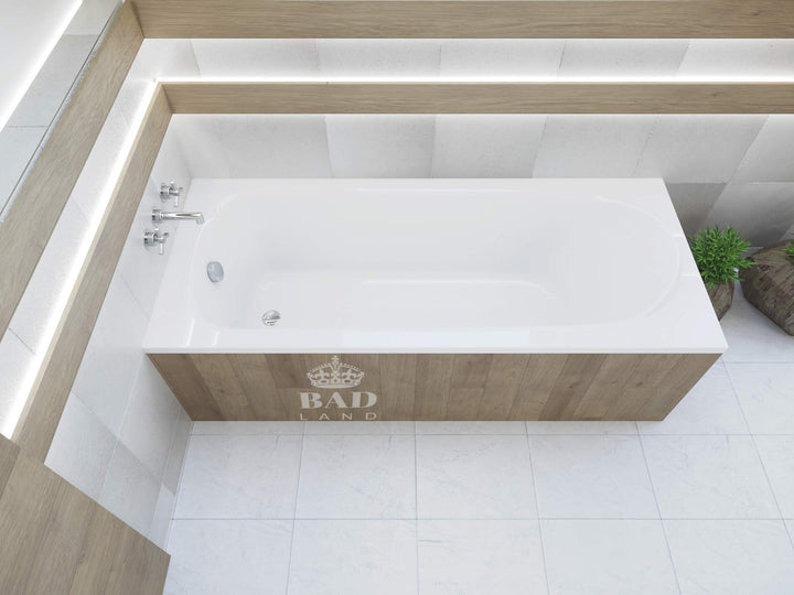 BADLAND Badewanne Original Weiss Acryl Wanne Rechteck MEDIUM 160x75 KOMPLETTSET SET mit Premium Wann