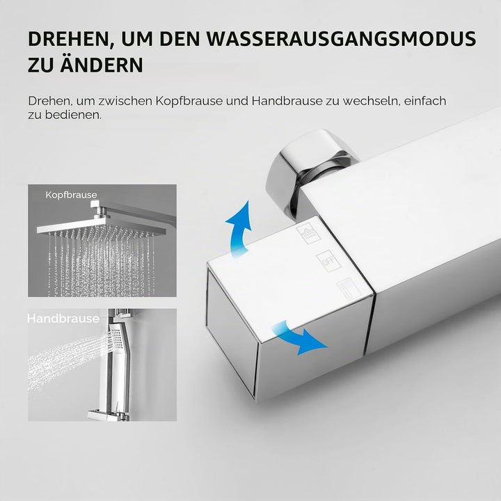 KOMIRO Duschsystem mit Thermostat, Duscharmatur mit thermostat, Regendusche mit Armatur, Duschkopf m