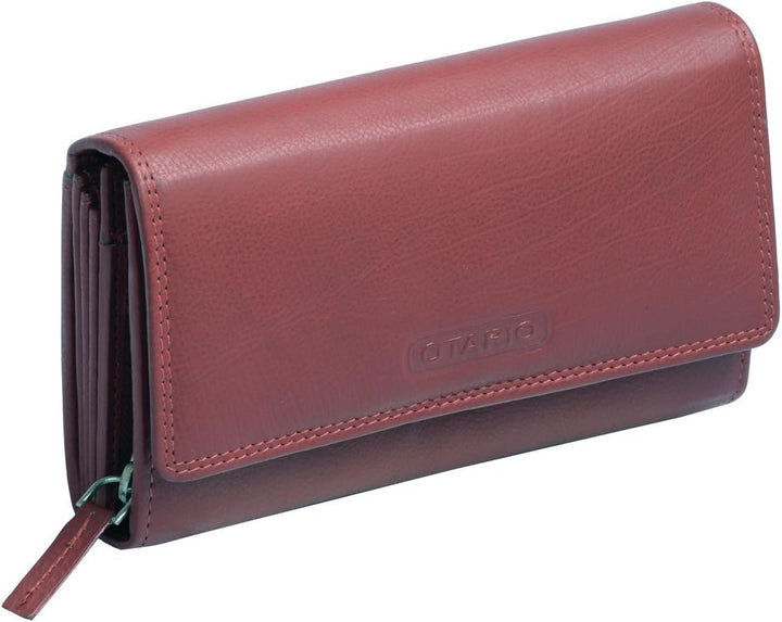 Damenlangbörse OTARIO, in Echt-Leder, cherry, 17x9x3cm, Cherry