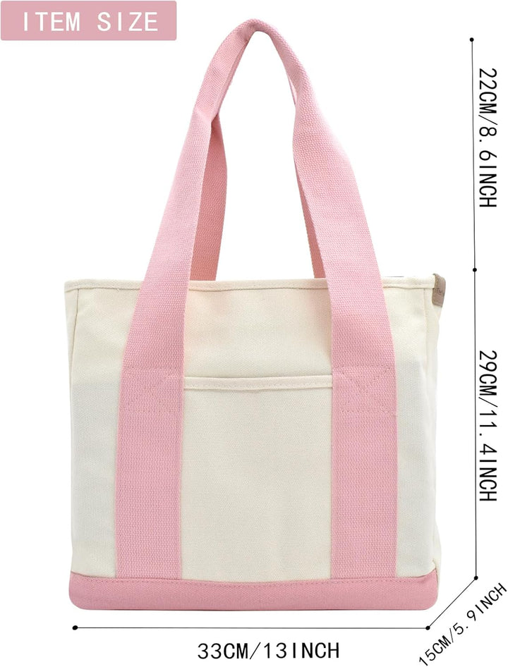 TeeYee Damen Mittelgross Handtasche Canvas Satchel Tote Bag Schultertasche Shopper für Bücher Alltag