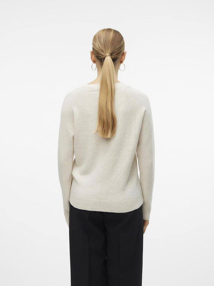 Damen Vmdoffy Ls O-Neck Blouse Ga Ptt Strickpullover XS Tall Birch/Detail:melange, XS Tall Birch/Det