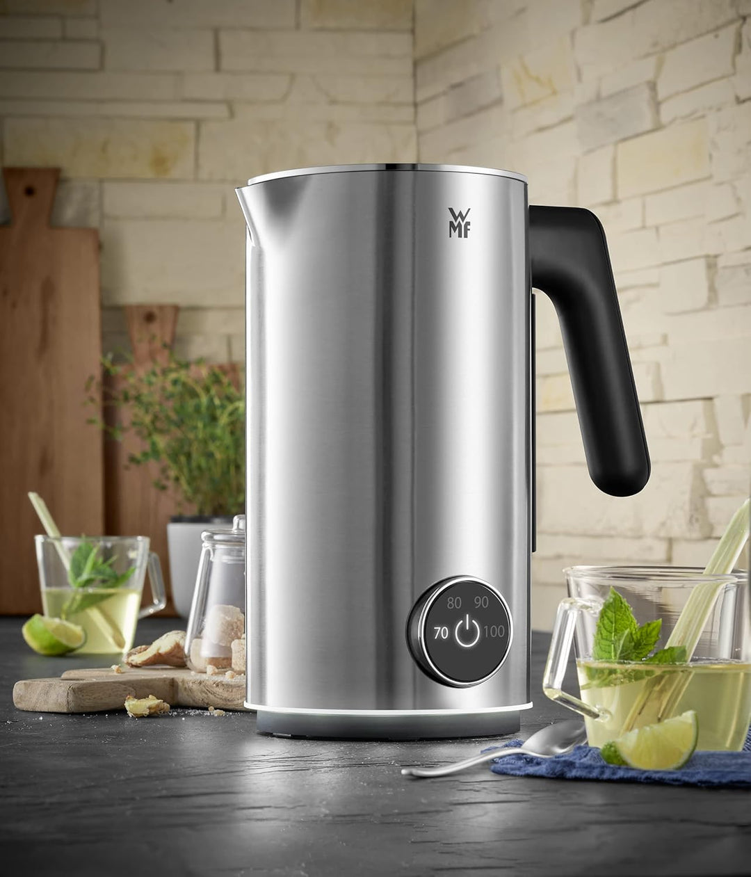 WMF Lumero Wasserkocher mit Temperatureinstellung 1,6l, elektrischer Wasserkocher Edelstahl-Kalkfilt