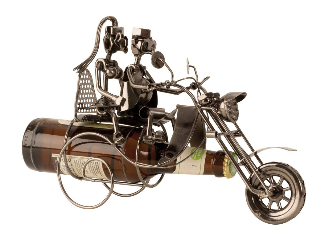 Lifestyle & More Flaschenhalter Flaschenständer Motorrad mit Paar aus Metall für Bierflasche 0,33 Hö