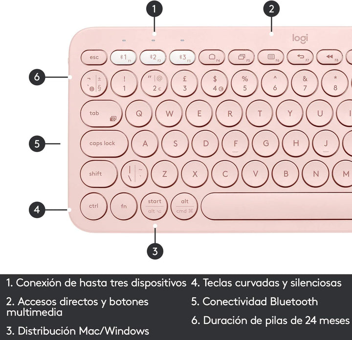 Logitech K380 Kabellose Bluetooth-Tastatur, Multi-Device & Easy-Switch Feature, Windows- und Apple-S