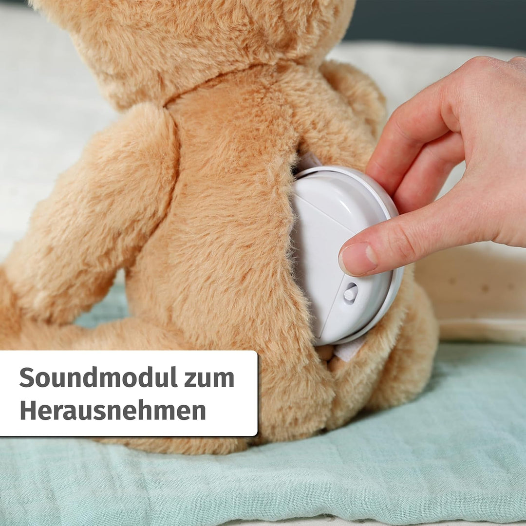 BABY born Singender Teddy, Plüschbär mit Soundfunktion, weissem Strampler und beweglichen Armen und