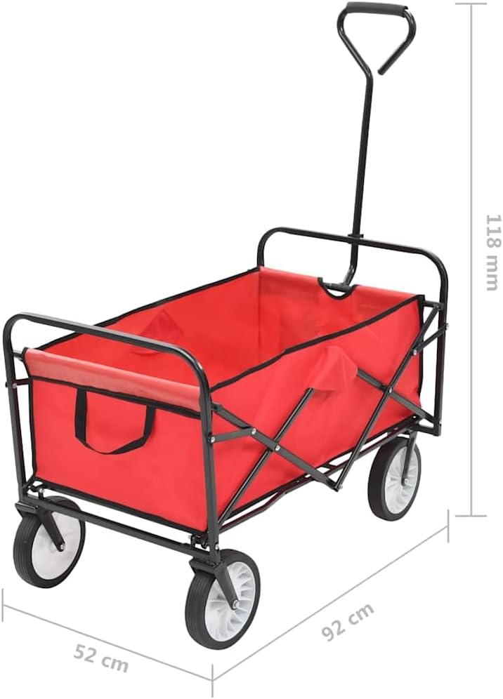 vidaXL Handwagen Faltbar Klappbar Rot Bollerwagen Transportwagen Strandwagen, Rot